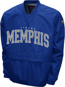 2Bhip NCAA Memphis Tigers Adult Blue Lightweight V-Neck Windbreaker Wind Shirt Pullover Jacket For Men