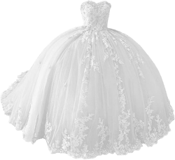 TRHTX Princess Beaded Lace Quinceanera Dresses Ball Gown 2023 Strapless 3D Flowers Prom Dresses Puffy Sweet 15 16 Gown WZY75 White 6