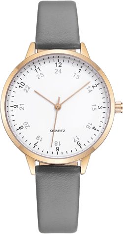 Women Watches Leather Mesh Strap Round Case Analog Fashion Ladies Wrist Watches 0024 Grey
