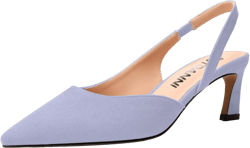 JUSTDANNI Womens Slingback Wedding Suede Elastic Pointed Toe Fashion Dress Kitten Low Heel Pumps Shoes 2.2 Inch 9 Lilac
