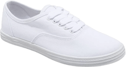 Women's Lunea Lace-Up Sneakers - Universal Thread™ White 6: Canvas, Non-Marking Sole, Closed Round Toe, Low Top Design