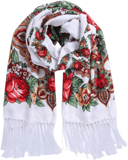 Gudessly Traditional Tassel Exotic Wrap Printed Scarf for Women Warm Soft Large Long Rectangular Fashion Scarves White