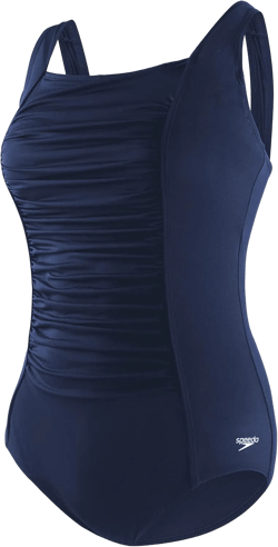 Speedo Women's Swimsuit One Piece Endurance+ Shirred Tank Moderate Cut 16 Speedo Navy