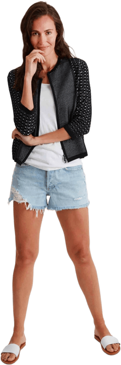 Crew Neck Jacket Pointelle #204349