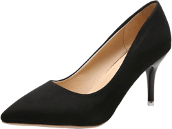 Hee grand Women's High Heels Classic Pointed Toe Heel Pumps Fashion Candy Colors Patent Leather Heels for Wedding Dress Shoes Office Stiletto 6.5 032-black-3.15 Inch