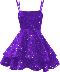 Women's Sparkly Sequin Homecoming Dresses for Teens 2025 Short Layered Prom Cocktail Dresses 8 Purple