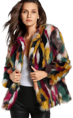 Fashion Long Sleeve Collarless Casual Women's Fur Coat