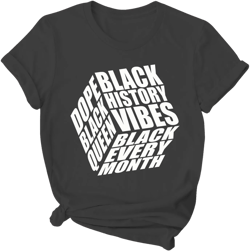 Women's Shirts Black History Month Printed T-Shirt Casual Short Sleeve Tops Summer Round Neck Tee Shirt Dark Gray322 X-Large