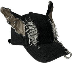 Y2k Iron Ring Trucker Hat Cat Ear Baseball Cap Women Caps Distressed Denim Baseball Cap Grunge Aesthetic Hat