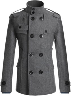 Men's Jacket Stand Collar Windproof Pea Coat Double Breasted Long Pea Coat Fall Winter Trench Coat for Men 3X-Large Grey
