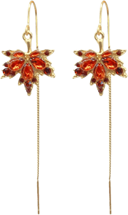Fall Earrings Rhinestone Orange Earrings Crystal Drop Autumn Earrings Perfect Jewelry Maple Leaf Earrings for WomenThanksgiving Fall Accessories for Women Tassel