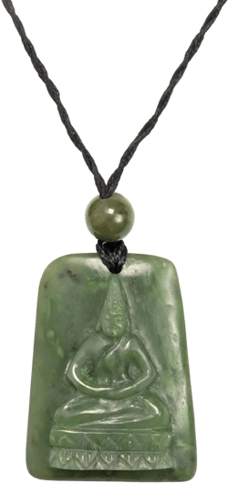 Nephrite Jade Tablet Meditating Buddha Pendant Spiritual Yoga Necklace