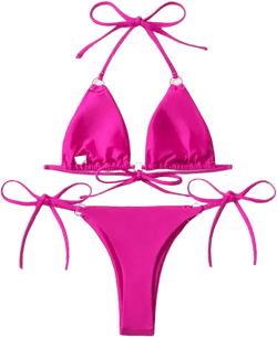 Women's Bikini Set Thong Cheeky Two Piece Swimsuite Sexy Bathing Swimwear Medium Neon Rose Red