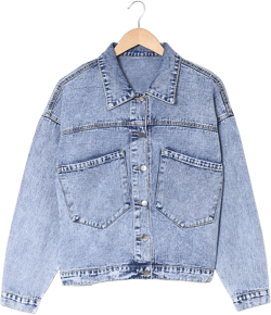 Buttoned Denim Jacket with Pocket