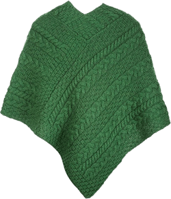 Irish 100% Merino Wool Poncho for Women Made in Ireland One Size Kiwi Green