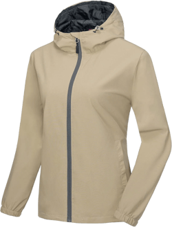 Little Donkey Andy Women's Lightweight Windbreaker Jacket Breathable Windproof Jacket Hiking Running Golf UPF50+ Large A5.khaki