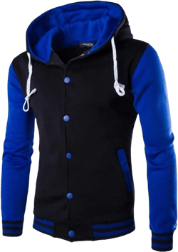 Wankang Mens Hoodie Baseball Jacket Button Down Varsity Jacket Hooded Lightweight Letterman Bomber jacket Coats for Men
