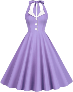 Women Vintage Spaghetti Strap Cami 1950s Polka Dot Rockabilly Swing Dress Casual Boho Floral Print Cocktail Tea Party Dress Halter-purple X-Large