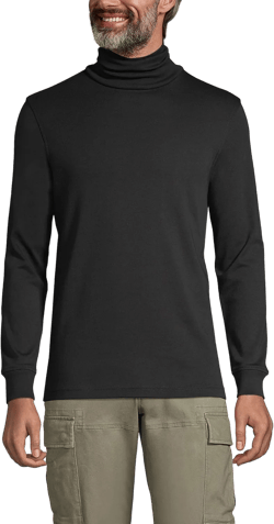 Lands' End Men's American-Grown Supima Cotton Turtleneck Shirt Large Black