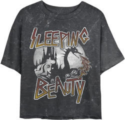 Disney Princess Beauty Sleep Women's Mineral Wash Short Sleeve Crop Tee Medium Black