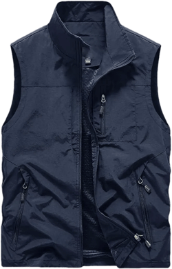 Men Summer Tactical Hiking Fishing Vest Outdoor Multi-Pocket Photographer Thin Cargo Vests Waistcoat Small Dark Blue