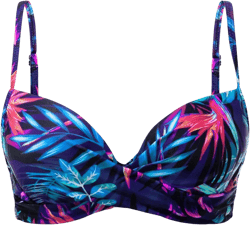 Aqua Eve Women Underwire Bikini Top Only - 2025 Push Up Swim Top Padded Bra Swimsuit Purple Leaf Small