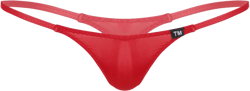 Men's Pouch G-Strings Cool Ice Silk Male Thong Swimwear Low Rise Tanga Briefs Underpants XX-Large Red