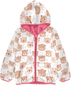 CHIFIGNO Butterfly Flower Winter Coats for Toddler Girls Fleece Lined Fleece Jacket Toddler Girl Fall Jacket with Hooded 3T 9-10 Years Cute Bear Face-2