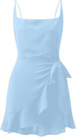 Ladies Summer Fashion Lace Up Back Zipper Solid Color Ruffle Suspenders Party Dress Womens Summer Wrap Dresses