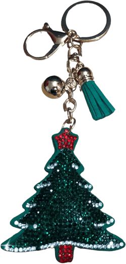 Popfizzy Bling Keychain Accessories for Women, Rhinestone & Cute Purse Charms for Handbags Christmas Tree Red Star (Gold)