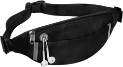 Fanny Pack for Women, Waist Pack with Headphone Jack, Sport Waist Bag for Running, Hiking, Cycling, Fits All Phones (Black)