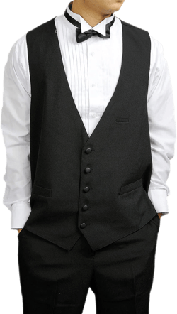 Men's Black 5 Button Dress Vest Black for Suit Separate or Tuxedo
