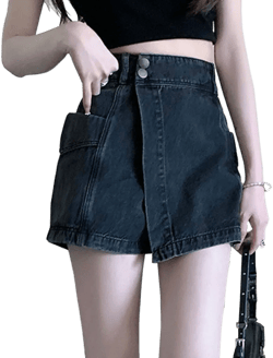 Mini Skort Jorts Jean Y2k Shorts Pleated Skirt Women's Denim Shorts Women Skinny Jeans for Women Low Rise Shorts (Black,XL,X-Large) at Amazon Women’s Clothing store