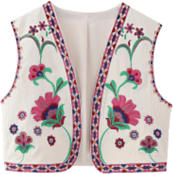 Women Vintage Open Front Embroidered Vest Sleeveless Floral Line Y2k Fashion Blouse Cardigan at Amazon Women's Coats Shop