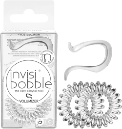 Invisibobble Volumiser Hairstyle Aid Full Ponytail All Hair Colours I Braid Push-Up Effect with Extra Strong Hold I 1 x Volumiser Transparent 2 x Spiral Hair Scrunchies