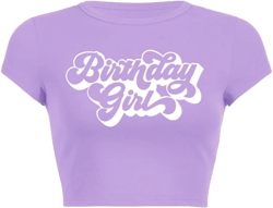 Birthday Shirt Women Graphic Crop Top Birthday Girl Gift Tee Shirt Small 14 Birthday Girl Purple