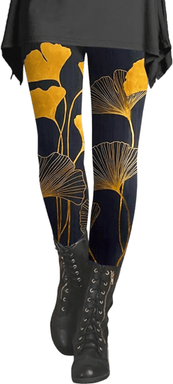 Graphic Leggings for Women Floral Printed Tights for Women Womens Tummy Control Leggings Black #1 Large
