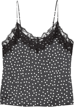 The Drop Women's Natalie V-Neck Lace Trimmed Camisole Tank Top 3X Black/White Polka Dot