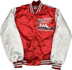 Detroit Red Wings Vintage 90s Chalk Line All Over Print Satin Bomber Jacket