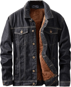 ebossy Men's Sherpa Denim Trucker Jacket Thermal Fleece Lined Jean Jacket X-Large Black