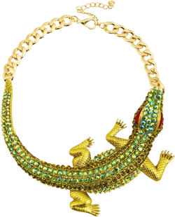 HSQYJ Gothic Punk Stylish Crystal Gator Statement Necklace Fashion Rhinestone Gator Choker Collar Necklace Jewelry For Women Gift