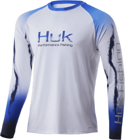 HUK Men's Double Header Long Sleeve | Sun Protecting Fishing Shirt Flare - Deep Cobalt 3X-Large