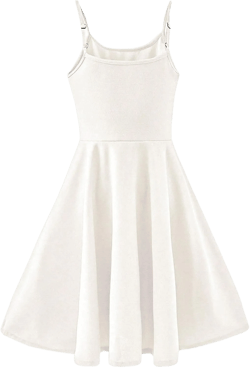 OYOANGLE Girl's Spaghetti Straps Cami Dress Solid High Waist Flared Knee Length Dresses