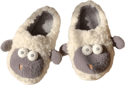CEINOM Kawaii Sheep Fuzzy Wool-Like Memory Foam House Slippers for Women Cute Soft Indoor Outdoor Girls Home Bedroom Shoes 6-6.5 Grey