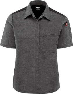 Red Kap Women's Airflow Cook Shirt with Oilblok 3X-Large Charcoal Heather With Charcoal/ Black Mesh