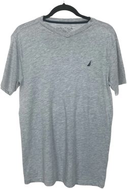 Nautica Light Grey Black Logo Graphic Short Sleeve Tee Shirt Top XL JNR C90 L71