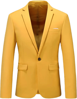 UNINUKOO Mens Suit Jacket Slim Fit Sport Coat 1 Button Notched Lapel Casual Fashion Dress Blazer for Men Yellow 38