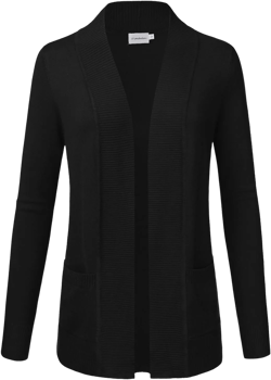 JJ Perfection Casual Open Front Knit Cardigan Long Sleeve with Side Pockets Basic Sweater Jackets for Womens with Plus Size
