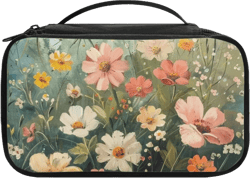 Wild Flowers Makeup Bag for Travel Cosmetic Bag Mini Portable Travel Toiletry Bag Organizer Makeup Brushes Aesthetic Accessories Waterproof Storage Bag for Women
