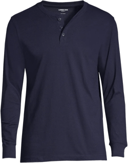 Lands' End Men's Tall Super-T Long Sleeve Henley Shirt - Medium Tall - Radiant Navy